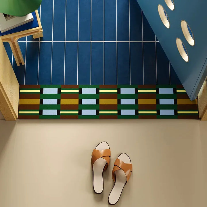 Green Grid Space Narrow Door Mat
