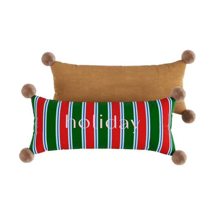 Striped Colorful Holiday Lumbar Pillow