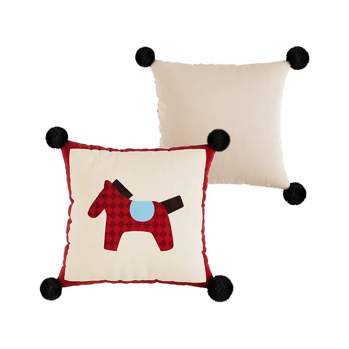 Red & White Horse Pattern Pillows