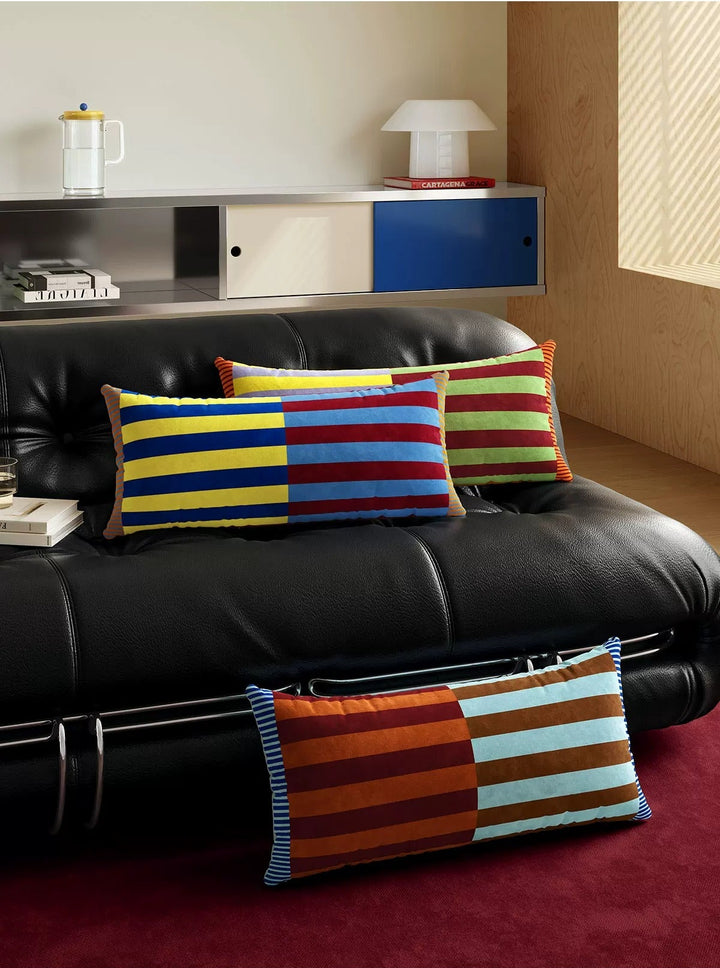 Color Block Striped Lumbar Pillow