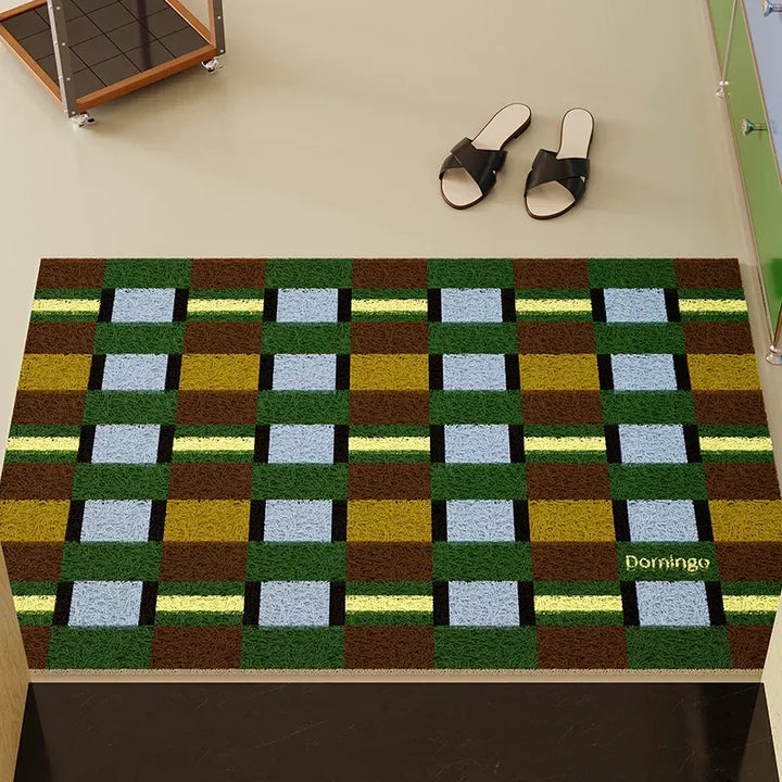 Green Grid Space Door Mat