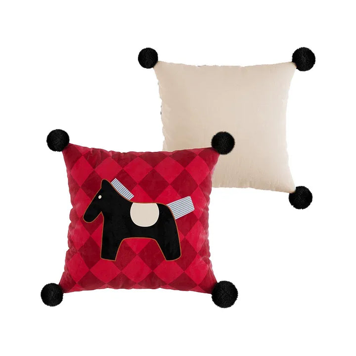 Red & White Horse Pattern Pillows