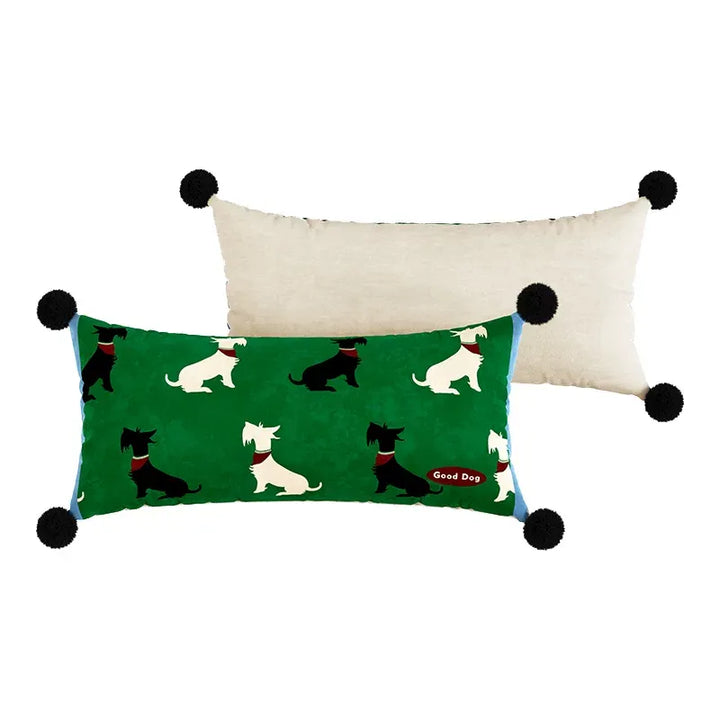 Vintage Plaid Terrier Lumbar PIllow