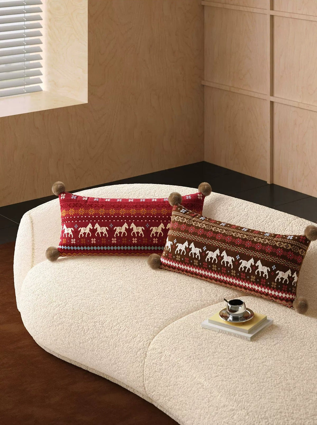 Horse Sweater Pattern Lumbar Pillow