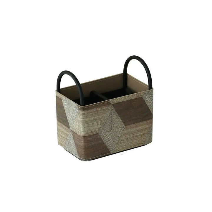 Wood Style Leather Basket Set