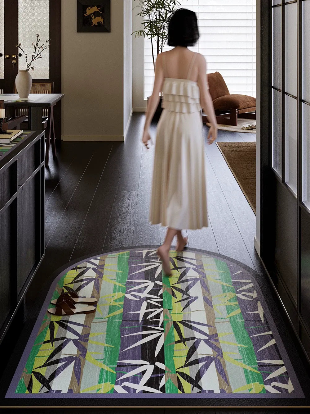 Natural Bamboo Print Door Mat