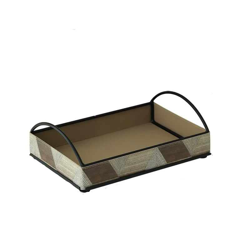 Wood Style Leather Basket Set