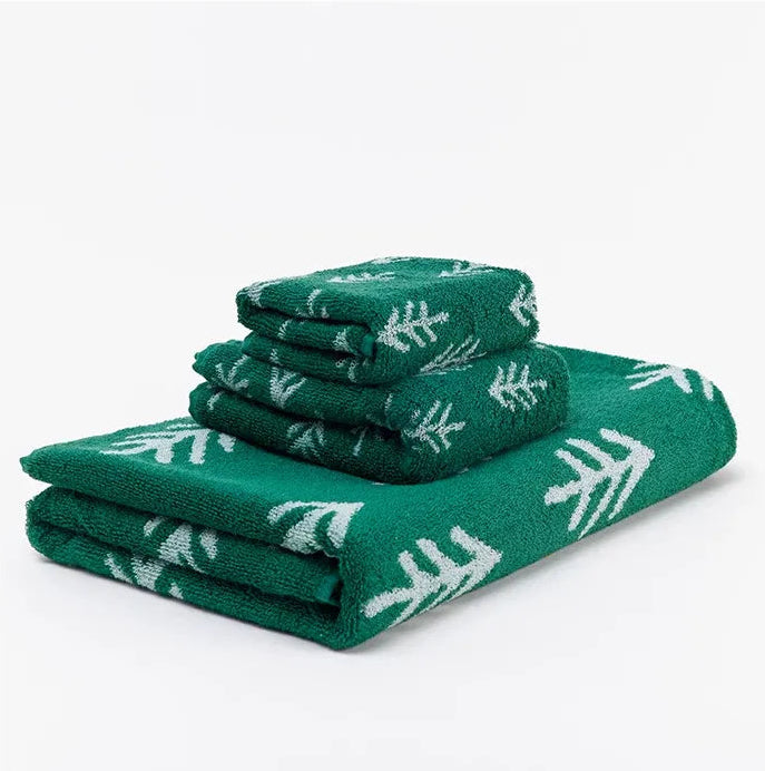 Green Pine Leaves Towels