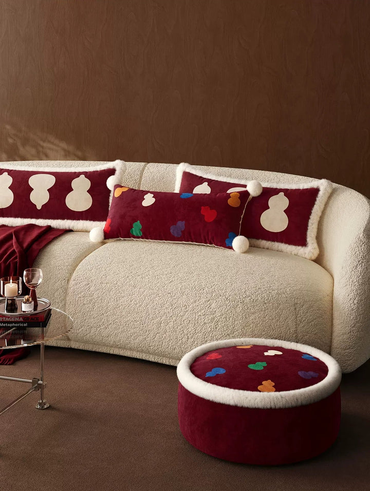 Burgundy Gourd Festive Lumbar Pillow