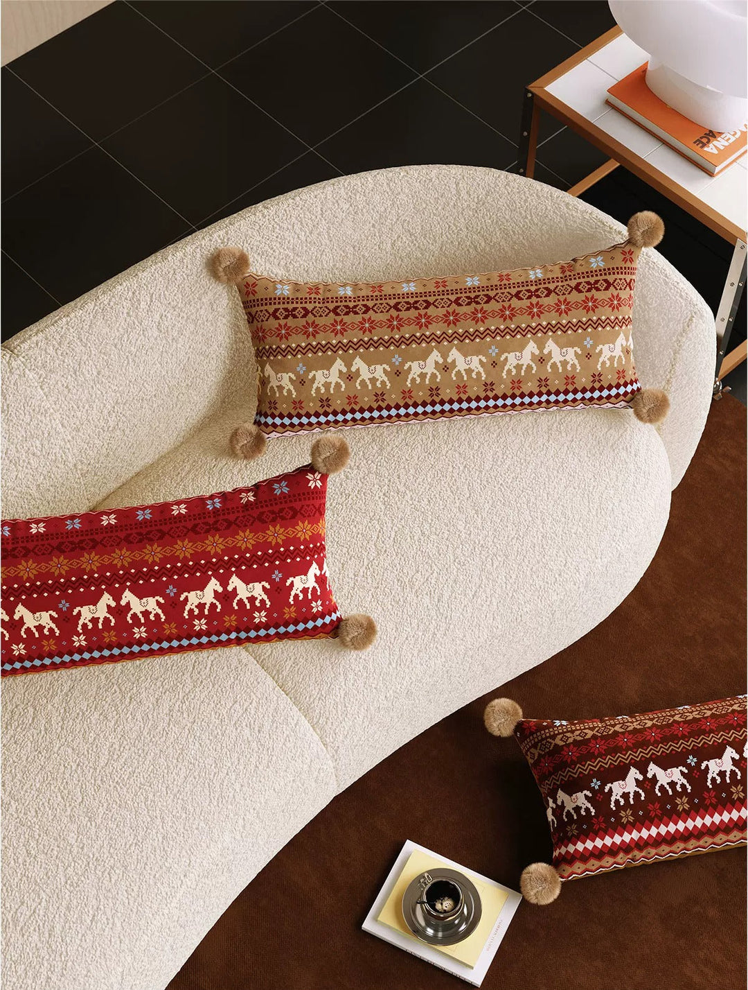 Horse Sweater Pattern Lumbar Pillow