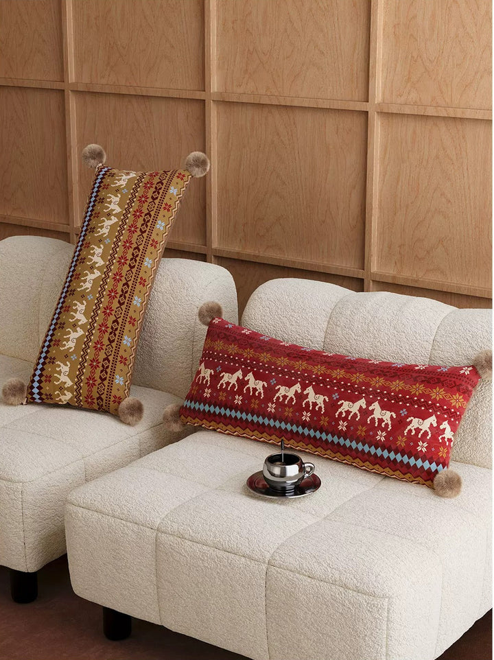 Horse Sweater Pattern Lumbar Pillow