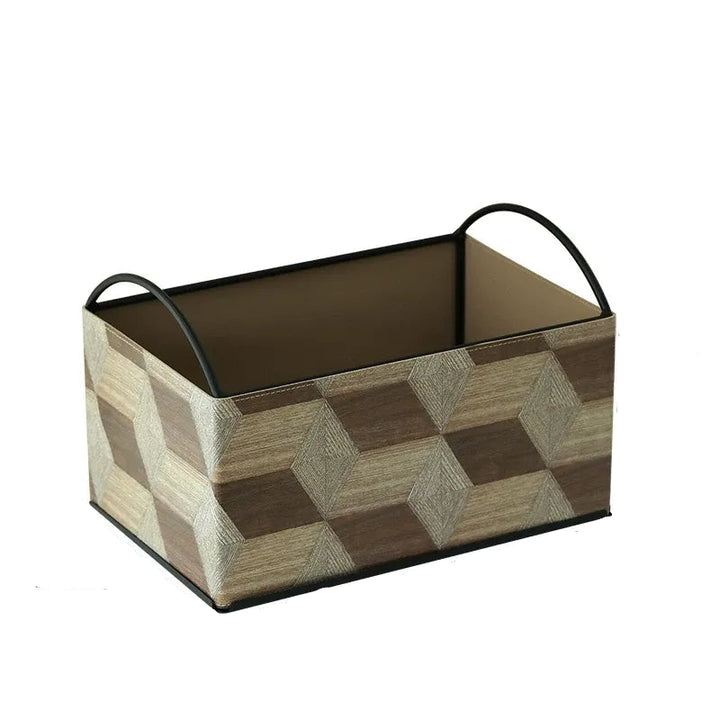 Wood Style Leather Basket Set
