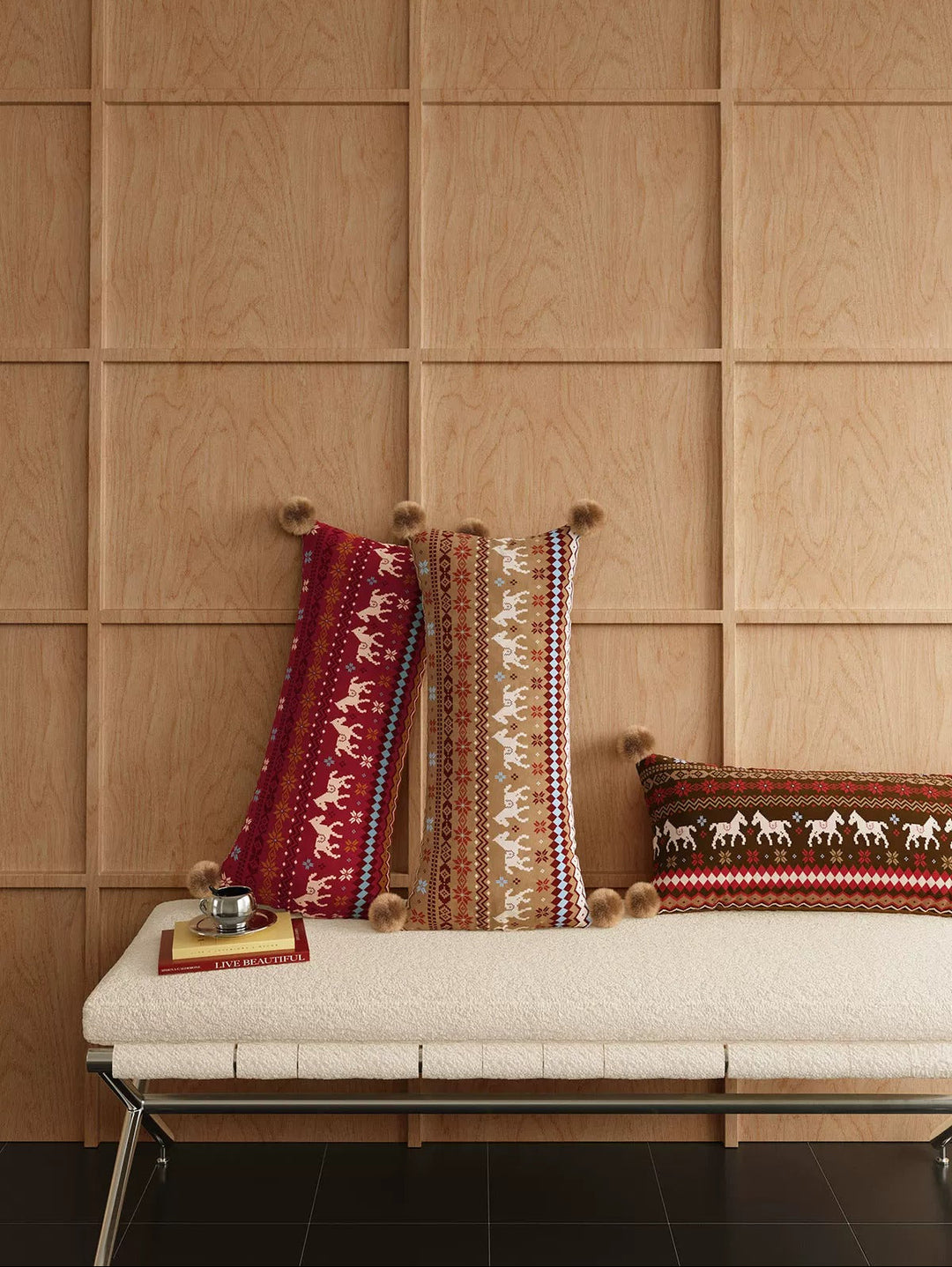 Horse Sweater Pattern Lumbar Pillow