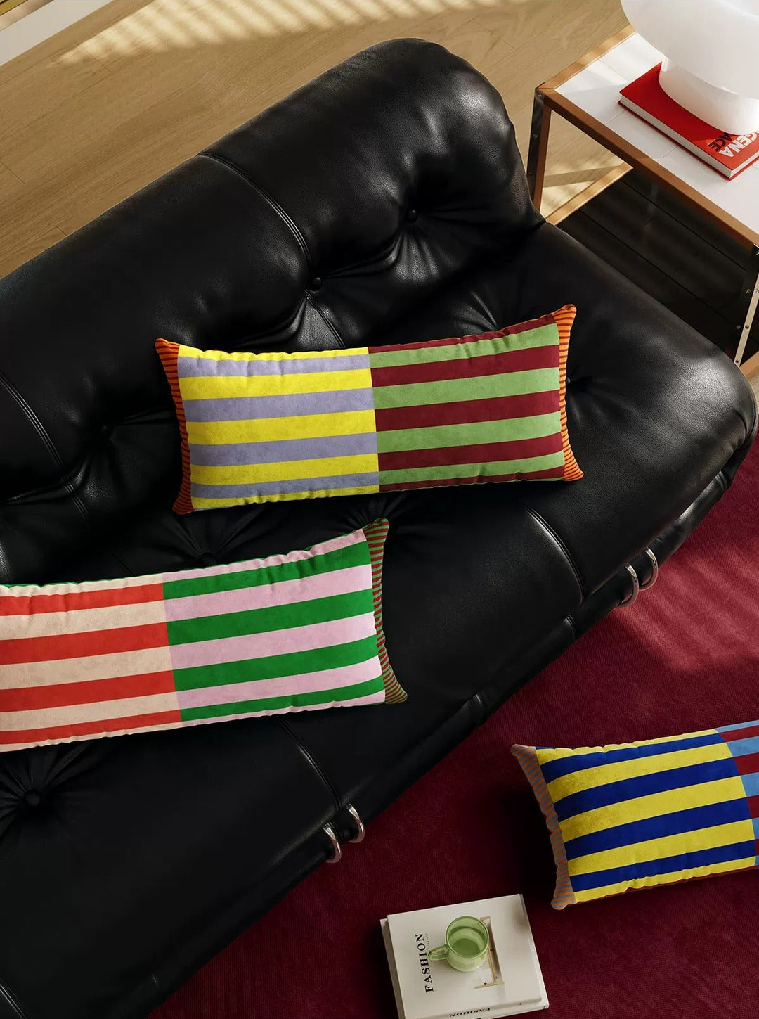 Color Block Striped Lumbar Pillow