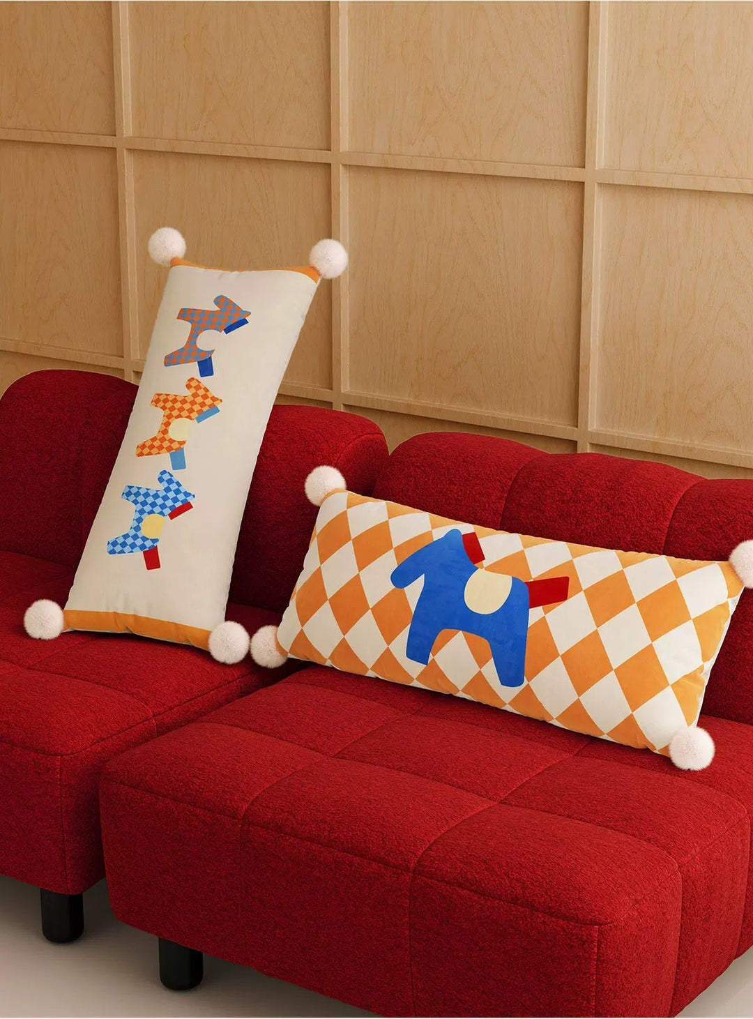 Bright Pony Colored Lumbar Pillow