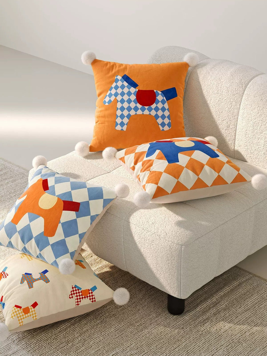 Bright Pony Colored Pillow Covers