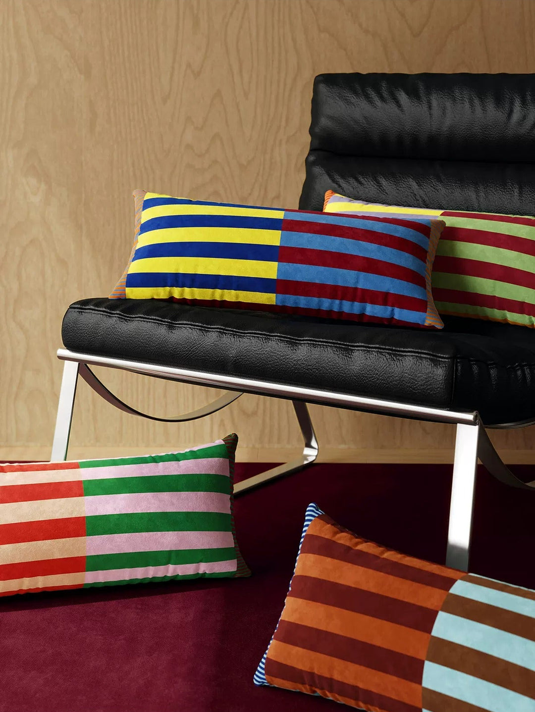 Color Block Striped Lumbar Pillow