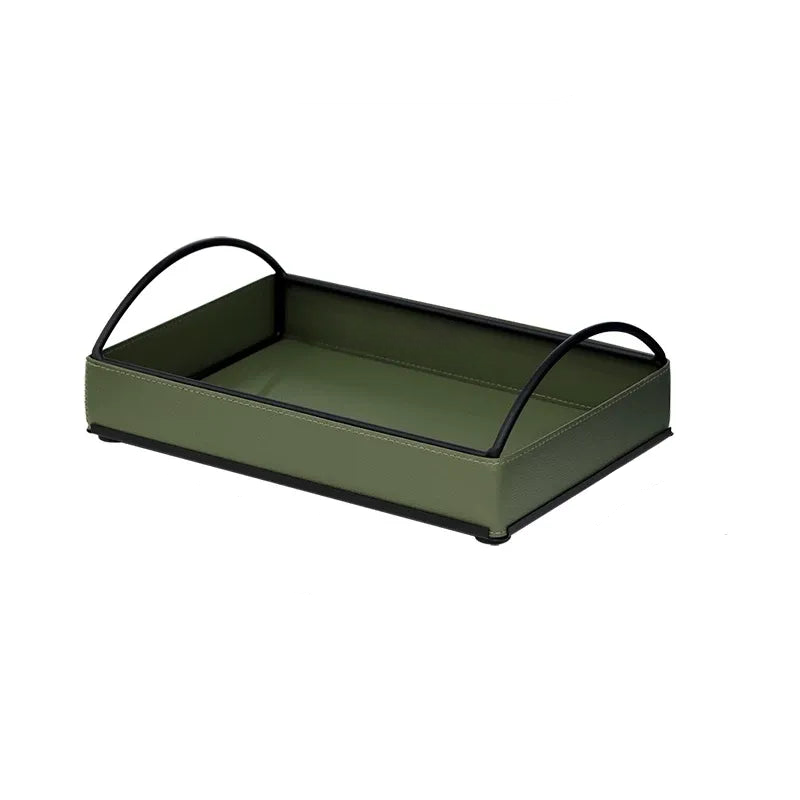 Dark Green Leather Storage Set