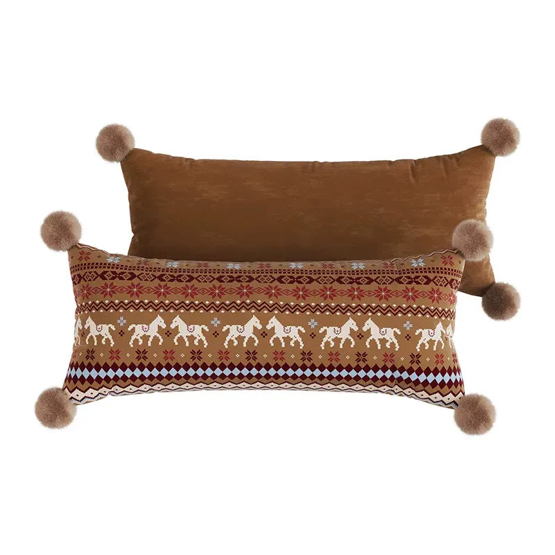 Horse Sweater Pattern Lumbar Pillow