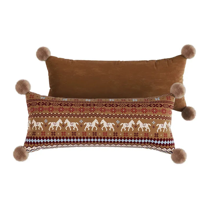 Horse Sweater Pattern Lumbar Pillow