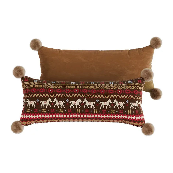 Horse Sweater Pattern Lumbar Pillow