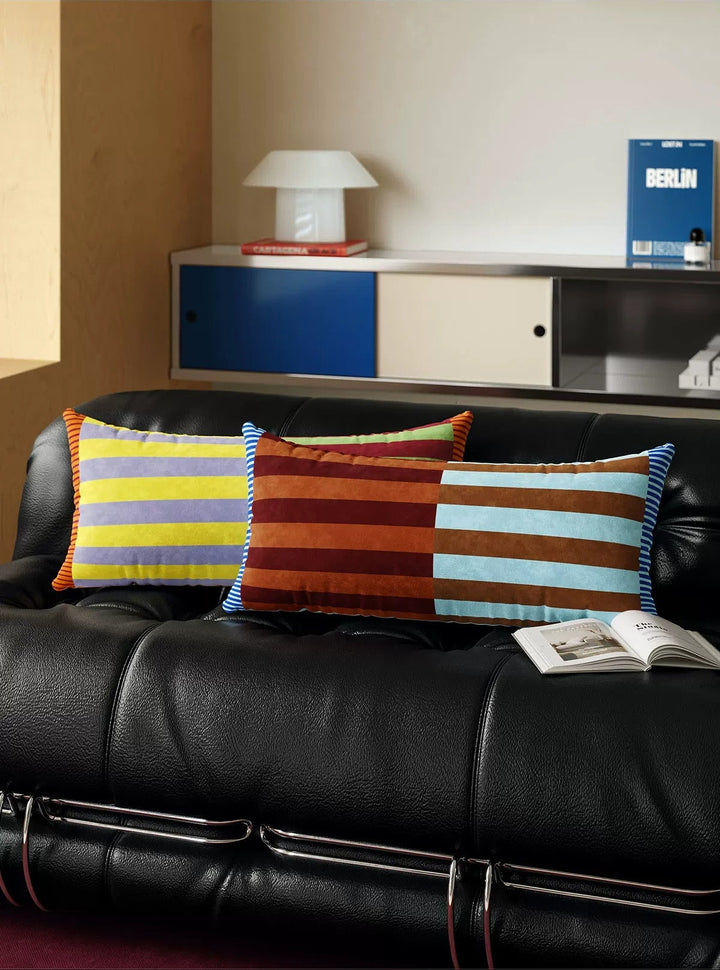 Color Block Striped Lumbar Pillow