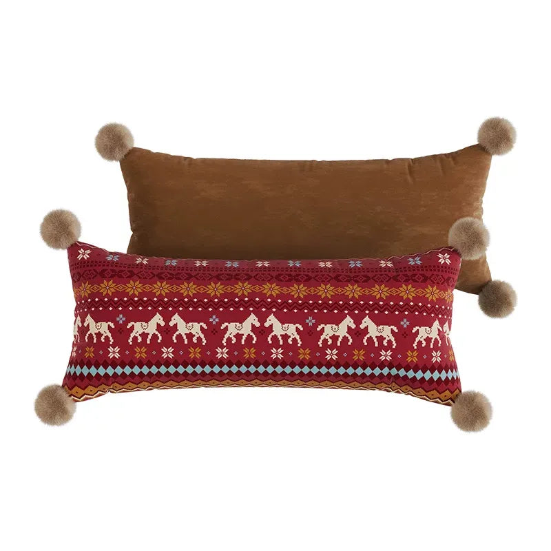 Horse Sweater Pattern Lumbar Pillow
