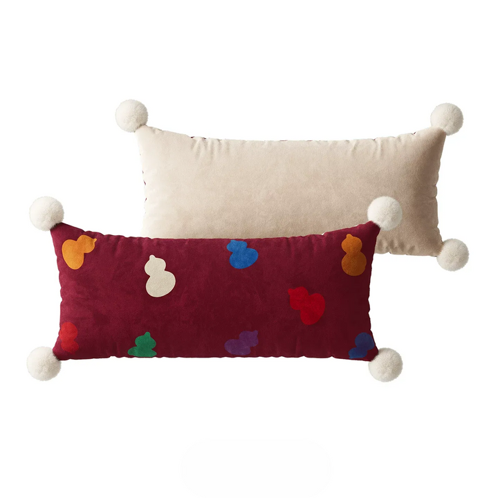 Burgundy Gourd Festive Lumbar Pillow
