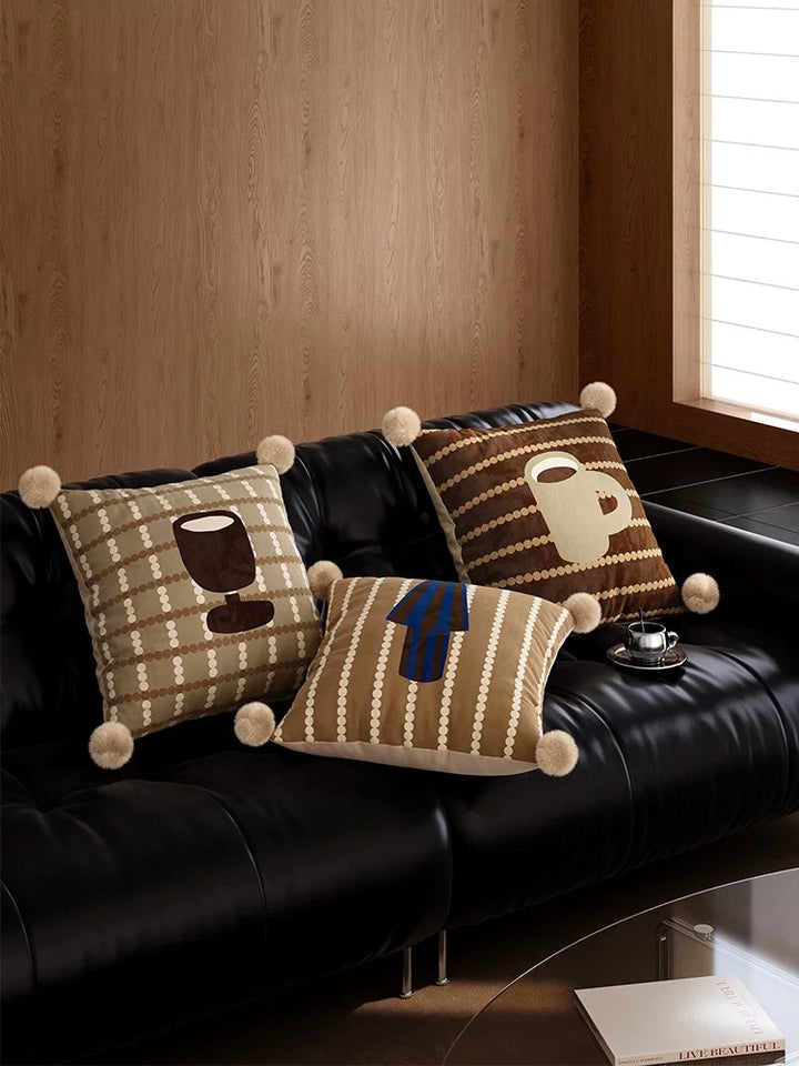 Brown Cartoon Striped Pillows