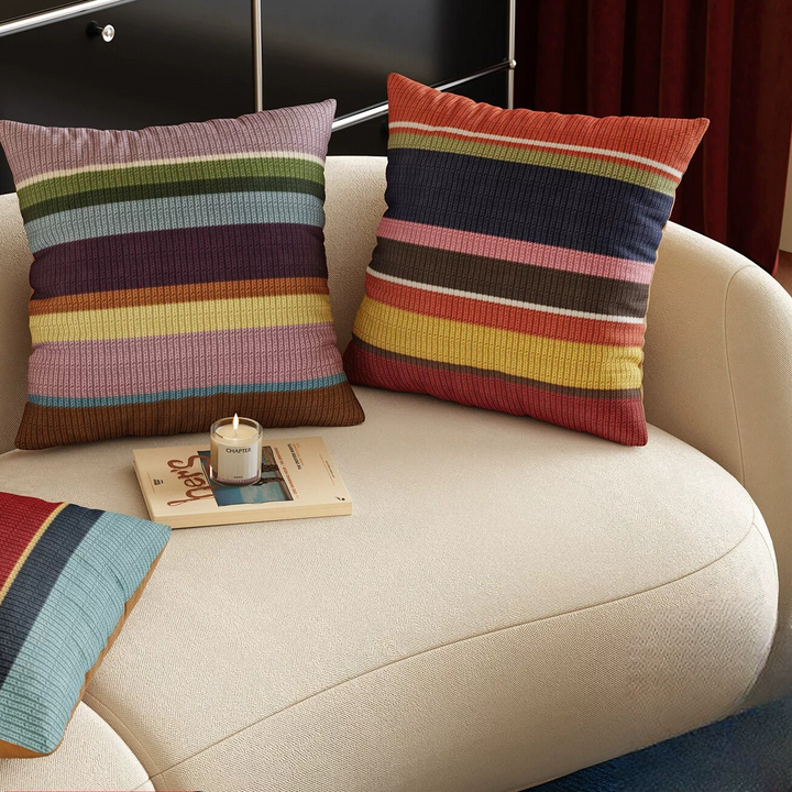 Multicolor Striped Pillow Cover