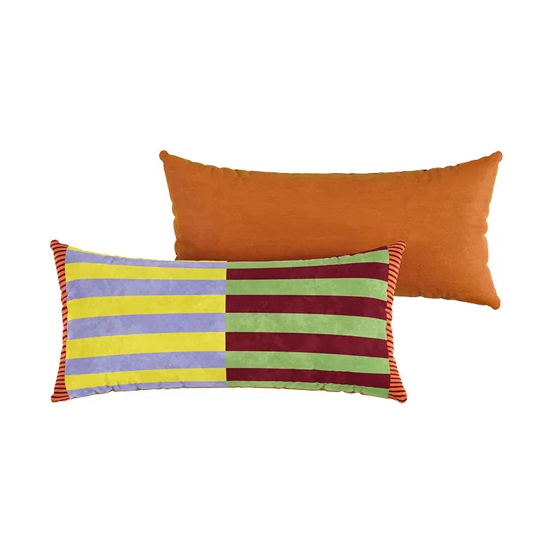 Color Block Striped Lumbar Pillow