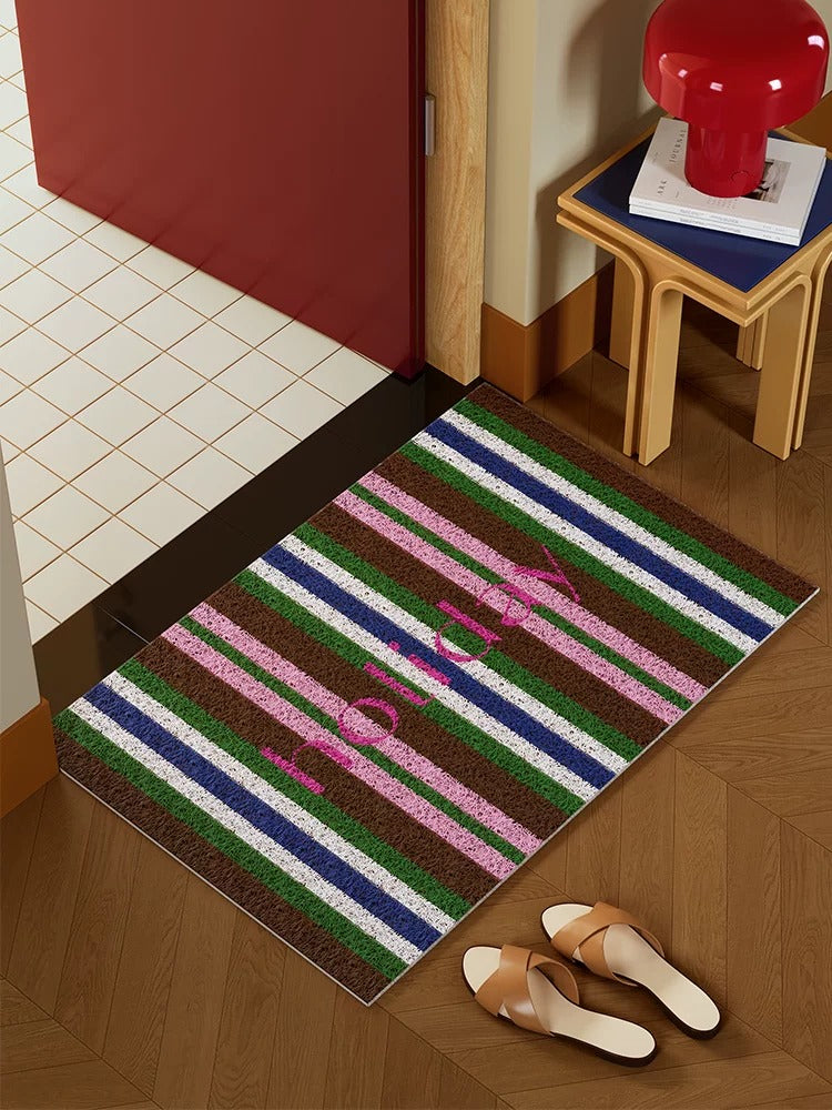 Striped Colorful Holiday Door Mat