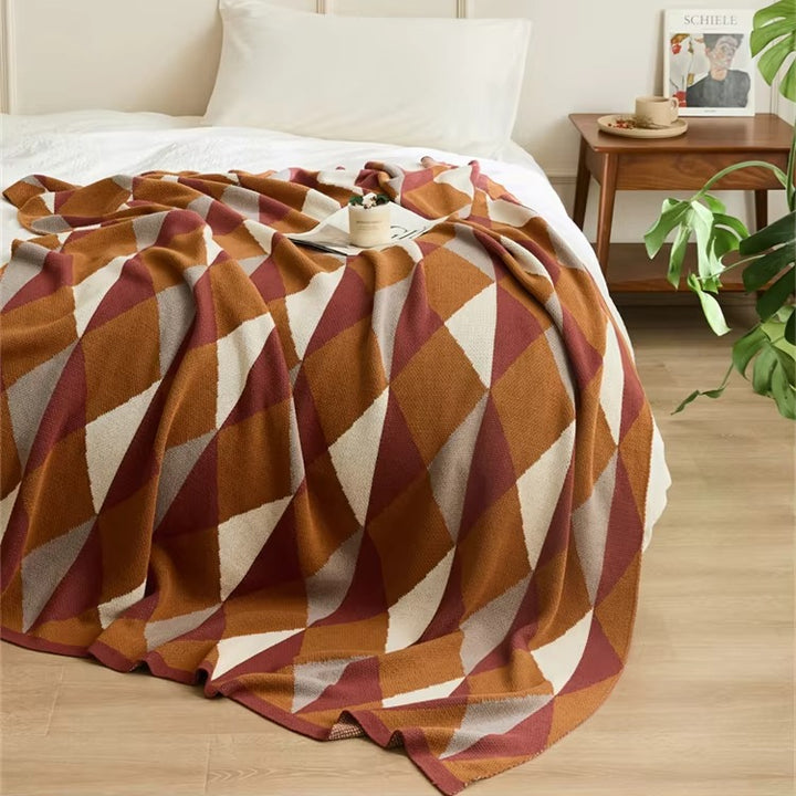 Colorful Rhombus Pattern Blanket