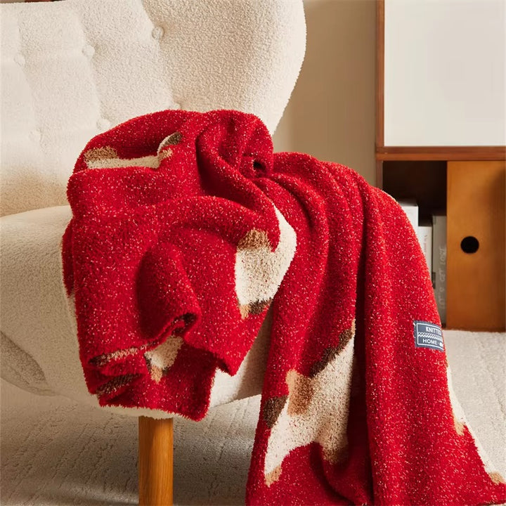 Red Cartoon Horse Pattern Blanket