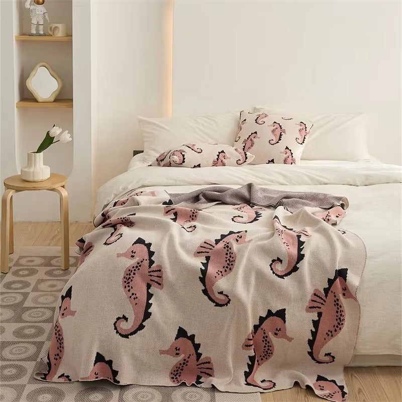 Sea Horse Blanket + Pillows