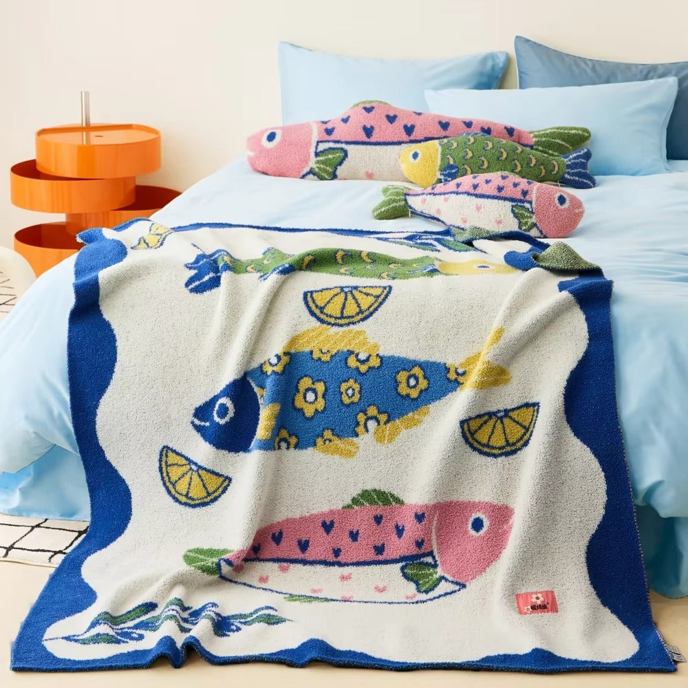Fish & Lemon Throw Blanket