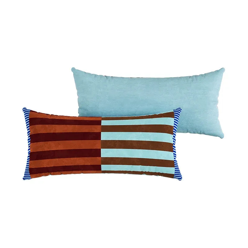 Color Block Striped Lumbar Pillow