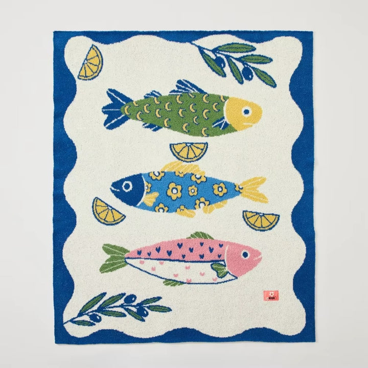 Fish & Lemon Throw Blanket