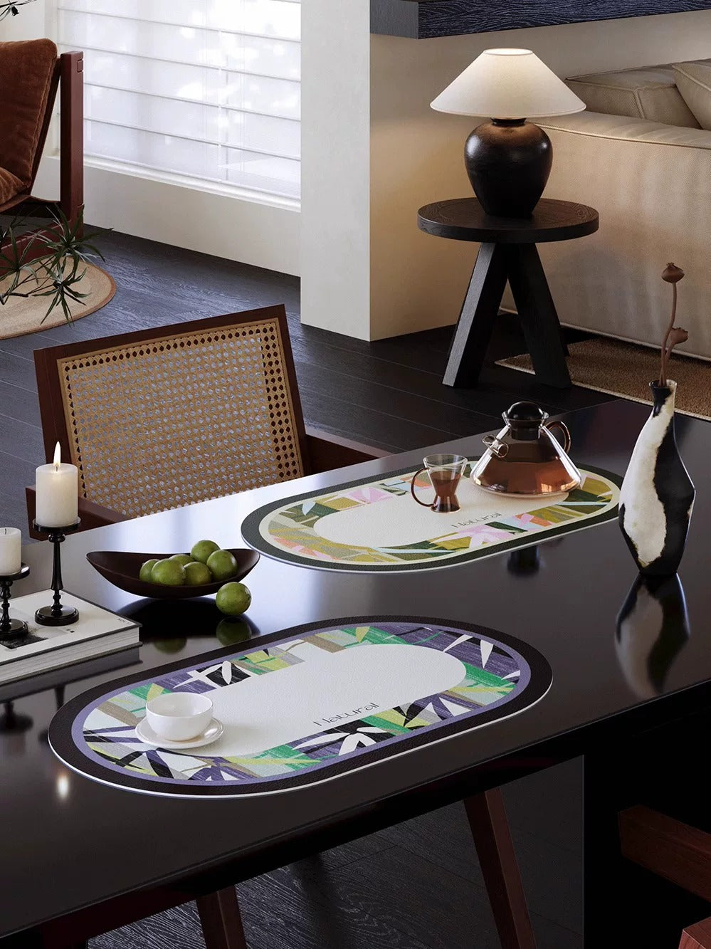 Natural Bamboo Print Placemats Set