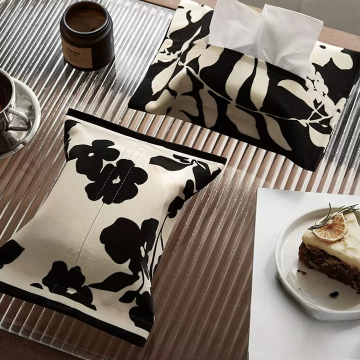 Black &amp; White Flower Contrast Tissue Cover
