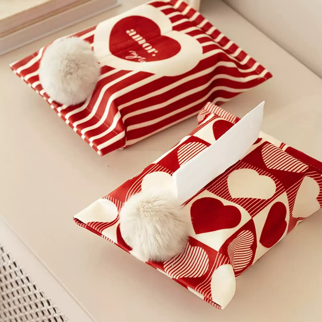 Red & Pink Heart Tissue Covers