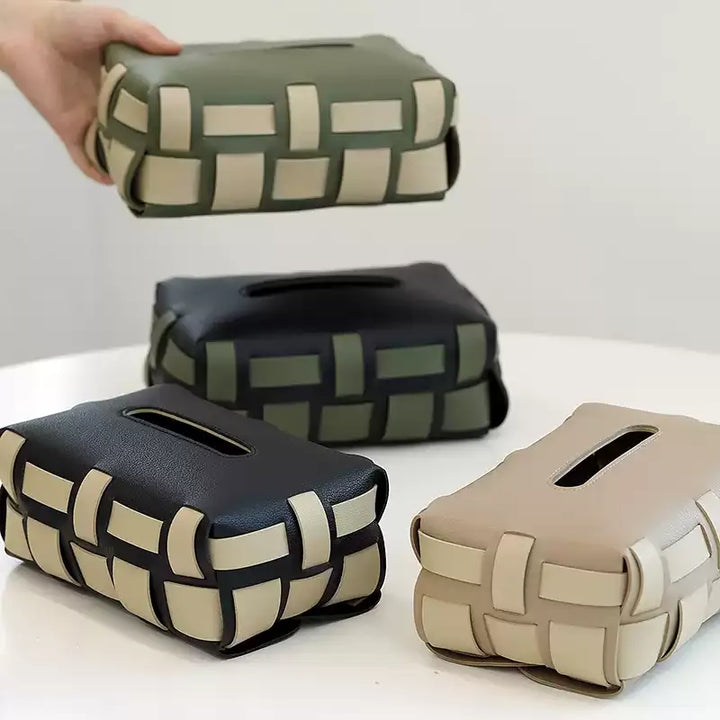 Leather Color Block Tissue Cover