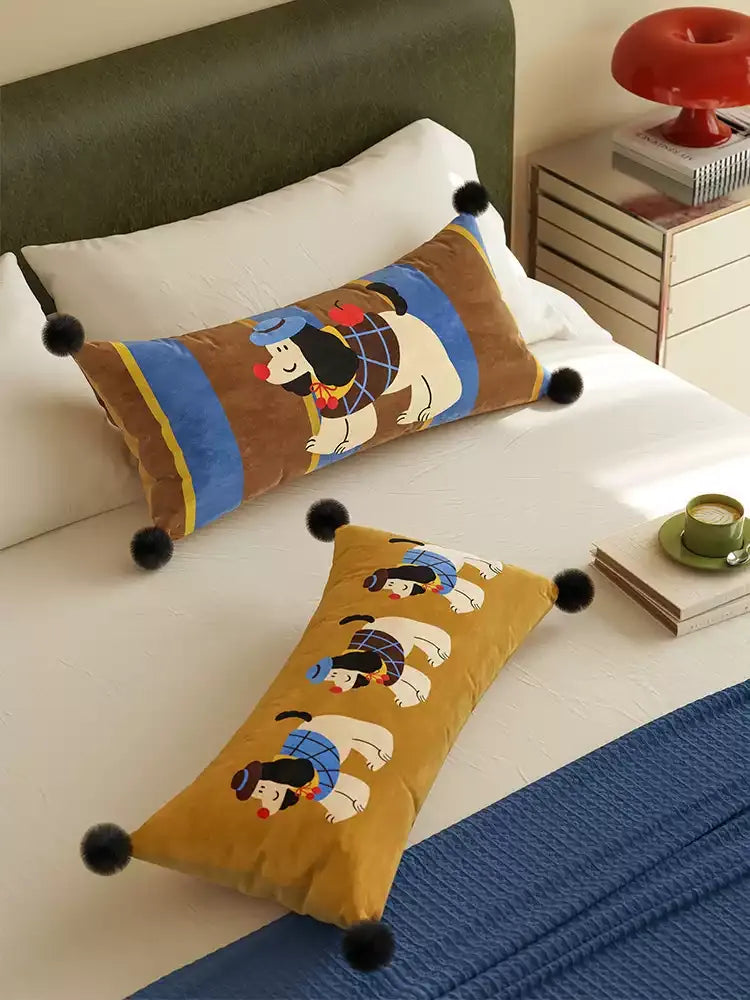Retro Cartoon Puppy Lumbar Pillows