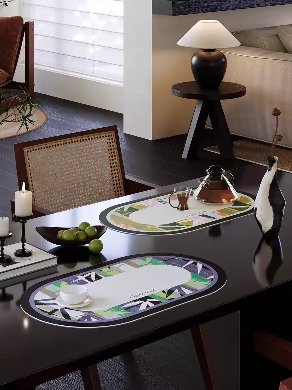Natural Bamboo Print Placemats Set