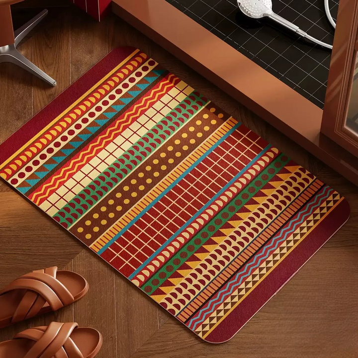 Retro Boho Pattern Bathroom Mat