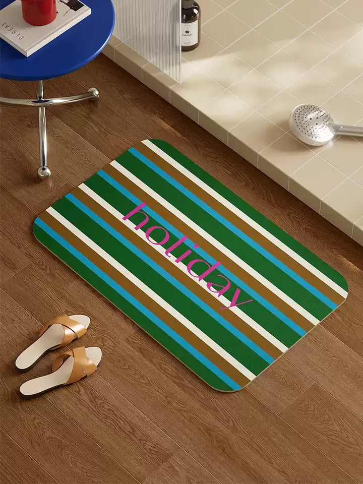 Striped Colorful Holiday Bathroom Mat