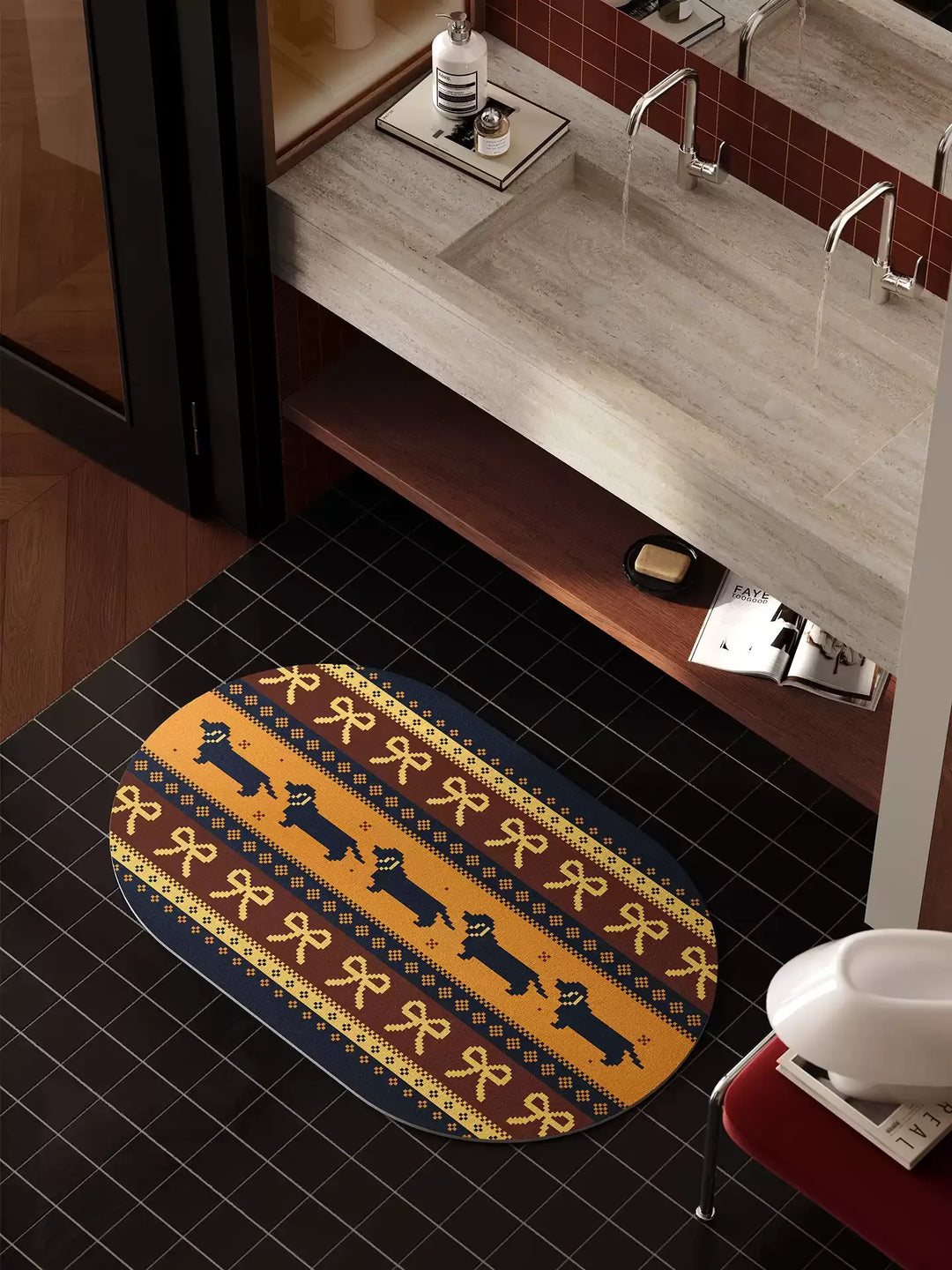 Winter Sweater Pattern Bathroom Mat