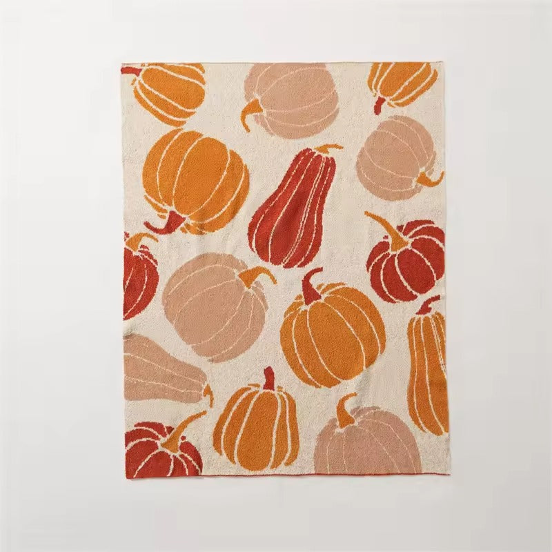 Orange Pumpkin Throw Blanket