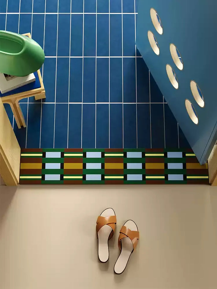 Green Grid Space Narrow Door Mat