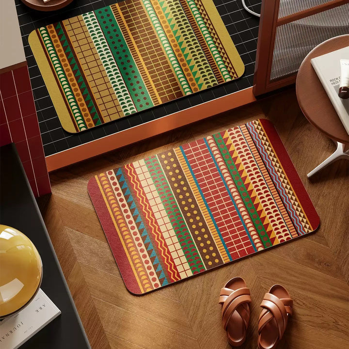 Retro Boho Pattern Bathroom Mat